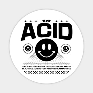 ACID HOUSE  - 3 Smiley's side by side (black) Magnet